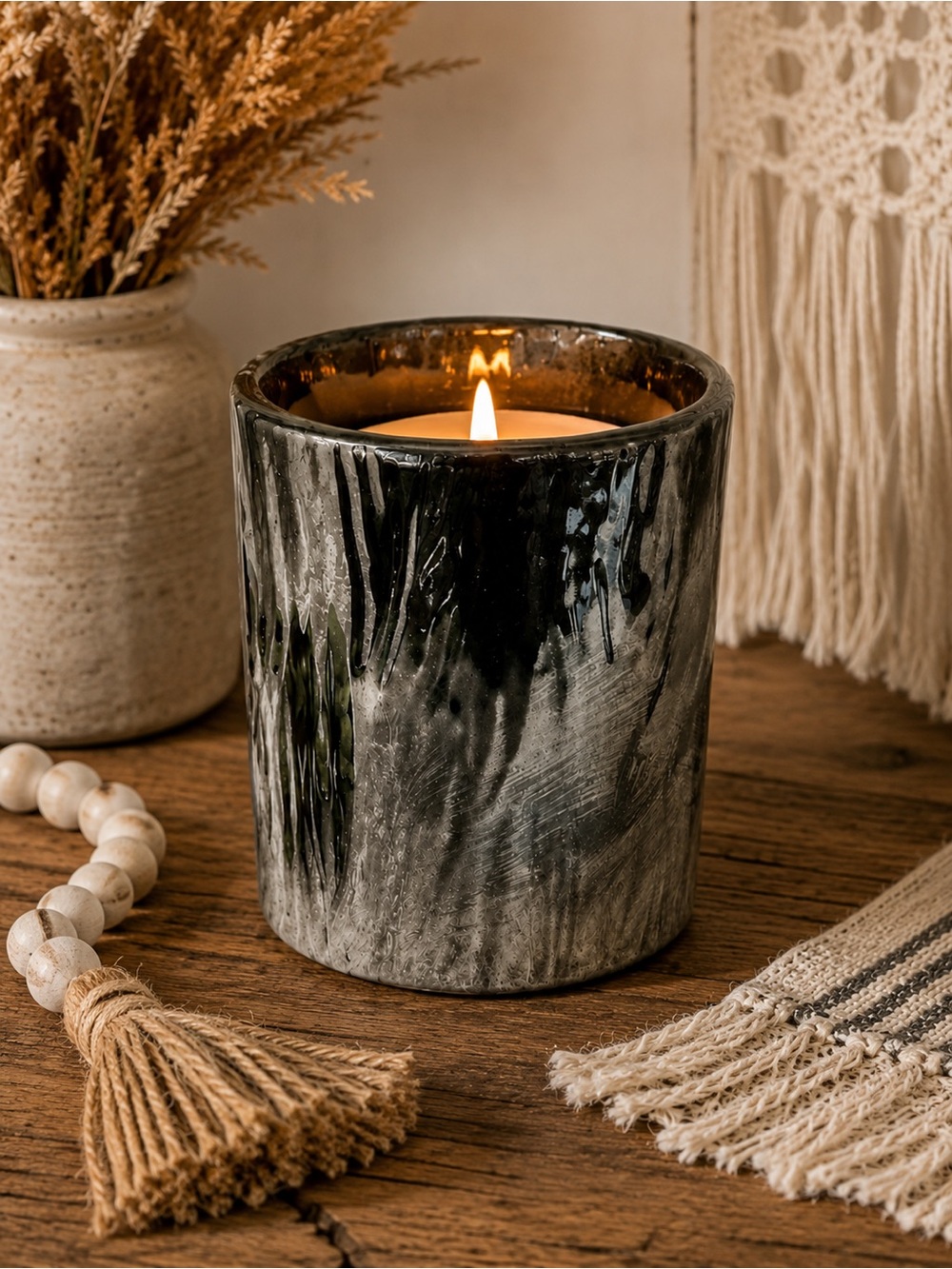 Home Worx Metallic Silver Candle Holder by Harry Slatkin Tree White Birch‎ Trunk